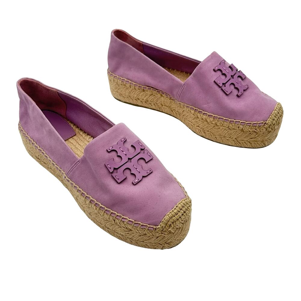 NEW - TORY BURCH EVERLY women's espadrilles Lavender suede leather - SIZE 9